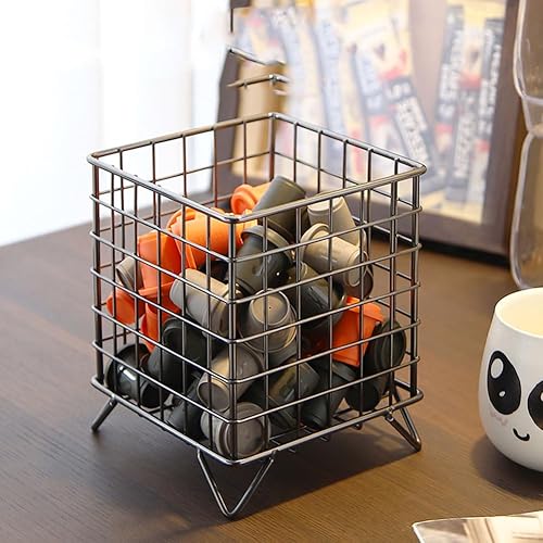 Miniatura 3 de Cestas de cápsulas de café  Cesta de almacenamiento de cápsulas de café de metal de gran capacidad  Decoración moderna de cesta de café para