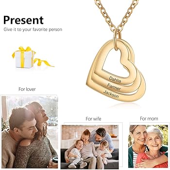 Gaosh Collana Personalizzata Con Nome E Pietre Del Mese - Ciondolo Cuore Per Mamma E Nonna, Oro/argento/rosa