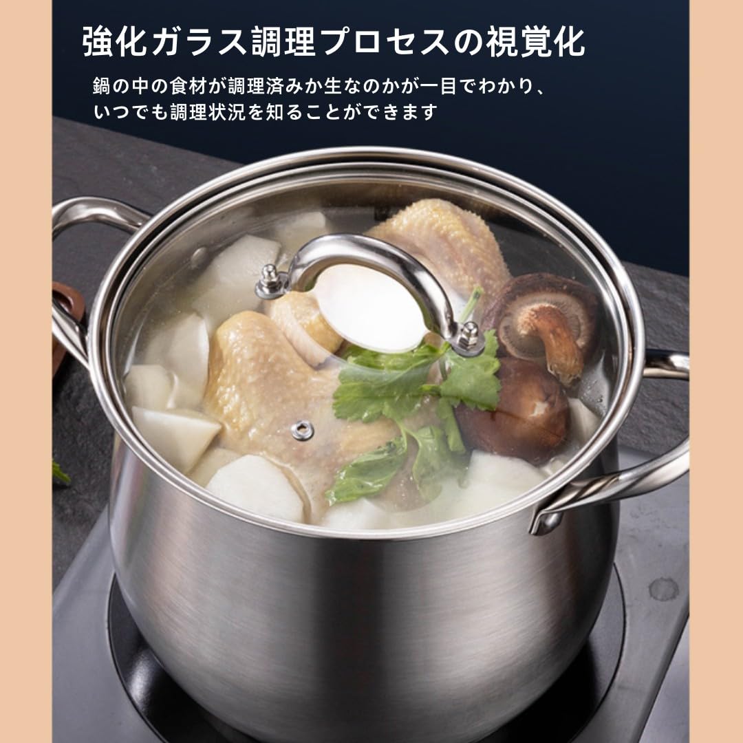 Amazon｜zjdgweh 両手鍋 22cm ステンレス製 シチューポット 深鍋