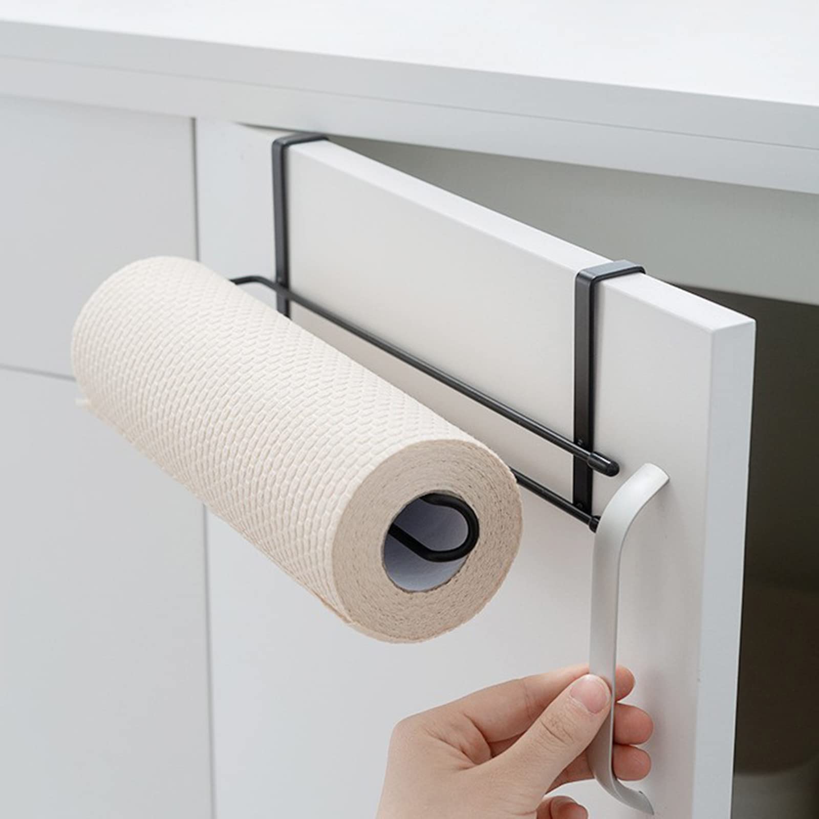 HUANIZI Paper Towel Hanger Metal Roll Paper Storage Hanging Rack Tissue Shelf for Kitchen Under Cabinet Over Door Bathroom Towel Roll Paper Holder