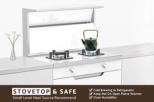 Miniatura 6 de Toptier Mini tetera de té, tetera súper pequeña de tamaño de palma, hervidor de té japonés de hierro fundido apto para estufa, tetera de diseño de