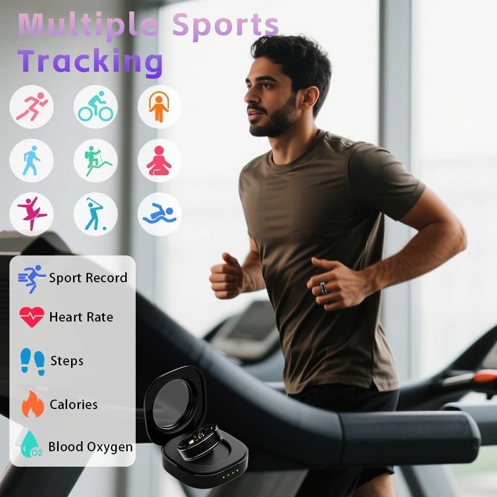 Smart Ring Moniteur de sommeil Moniteur d'oxygène dans le sang Compteur de doigt Moniteur de fréquence cardiaque Moniteur de pression artérielle Moniteur de sommeil Étanche pour le sport, le