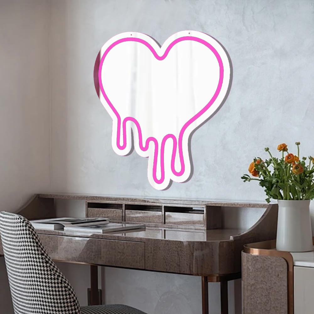 ネオン 鏡 ピンク ハート型 Amazon.co.jp : HFHungkeong Heart ハートネオンミラー ピンク