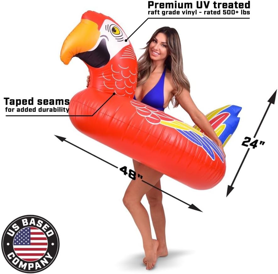 GoFloats Tropical Parrot Pool Float Party Tube - Float in Style