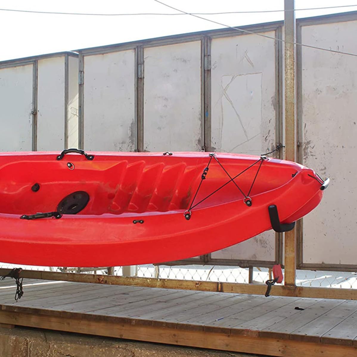 Ciieeo 2 Set Porta Kayak Pieghevole da Parete per Canoa, Nero, Ferro