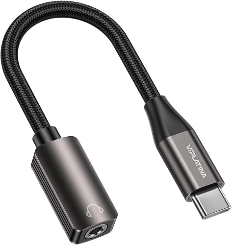 VIPLATINA VX13 USB-C to 3.5mm Audio Adapter, Nylon Braided, Aluminium Alloy Supports Charging and Wired Control