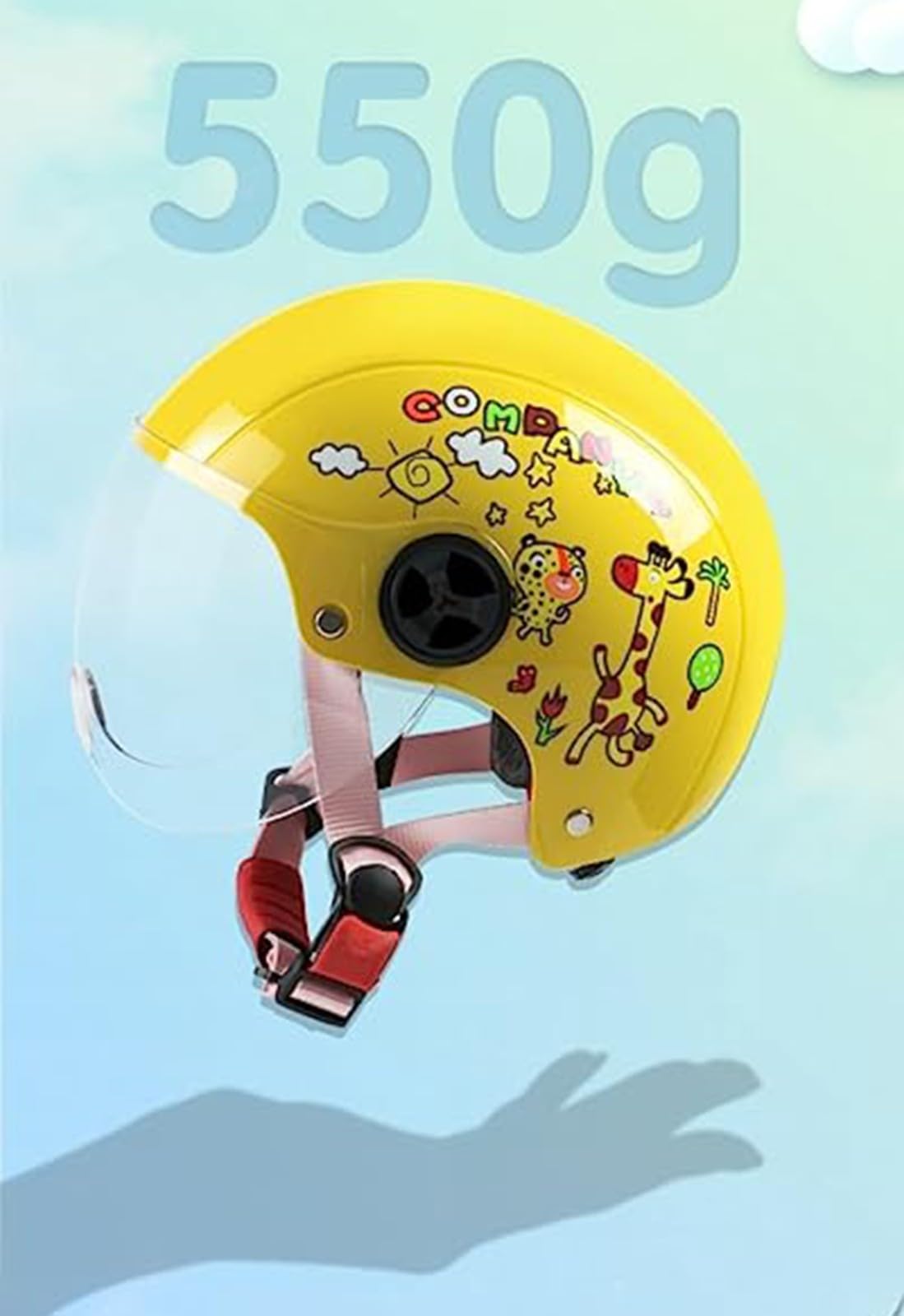 Casque Moto Demi-Ouvert Enfant - Certifié DOT - Taille 45-58 Cm - Pour Scooter, ATV, Moto Électrique
