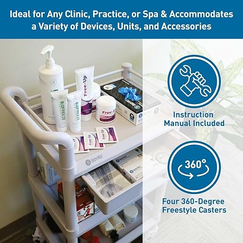 Miniatura 3 de BodyMed Carrito de utilidad móvil de 3 niveles, carrito de almacenamiento multifuncional de 360 grados, organizador de almacenamiento móvil para