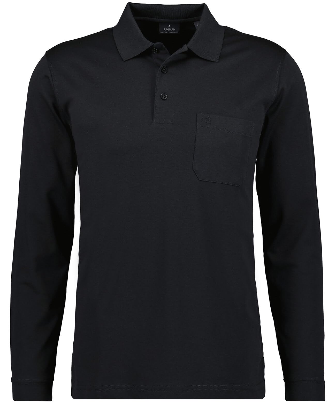 RAGMAN Herren Softknit-Polo mit Brusttasche, Langarm