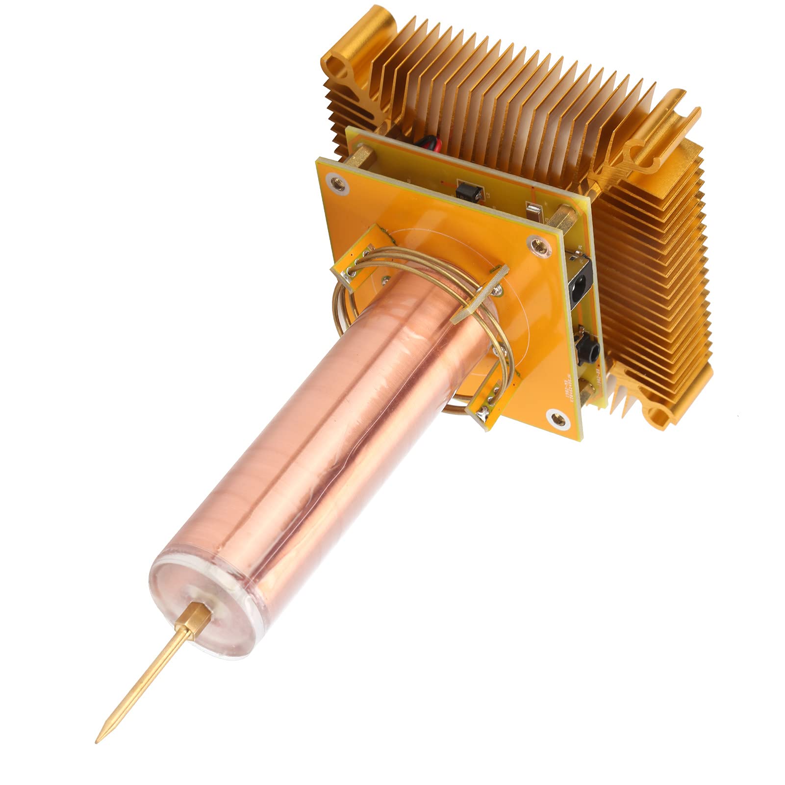 Geekstyl Music Coil Topper, Bobinas de Música Módulo de Experimento Dorado de Latón con Luz, Bobinas Herramientas Manuales Base del Radiador de la CPU 100-240V (Enchufe de