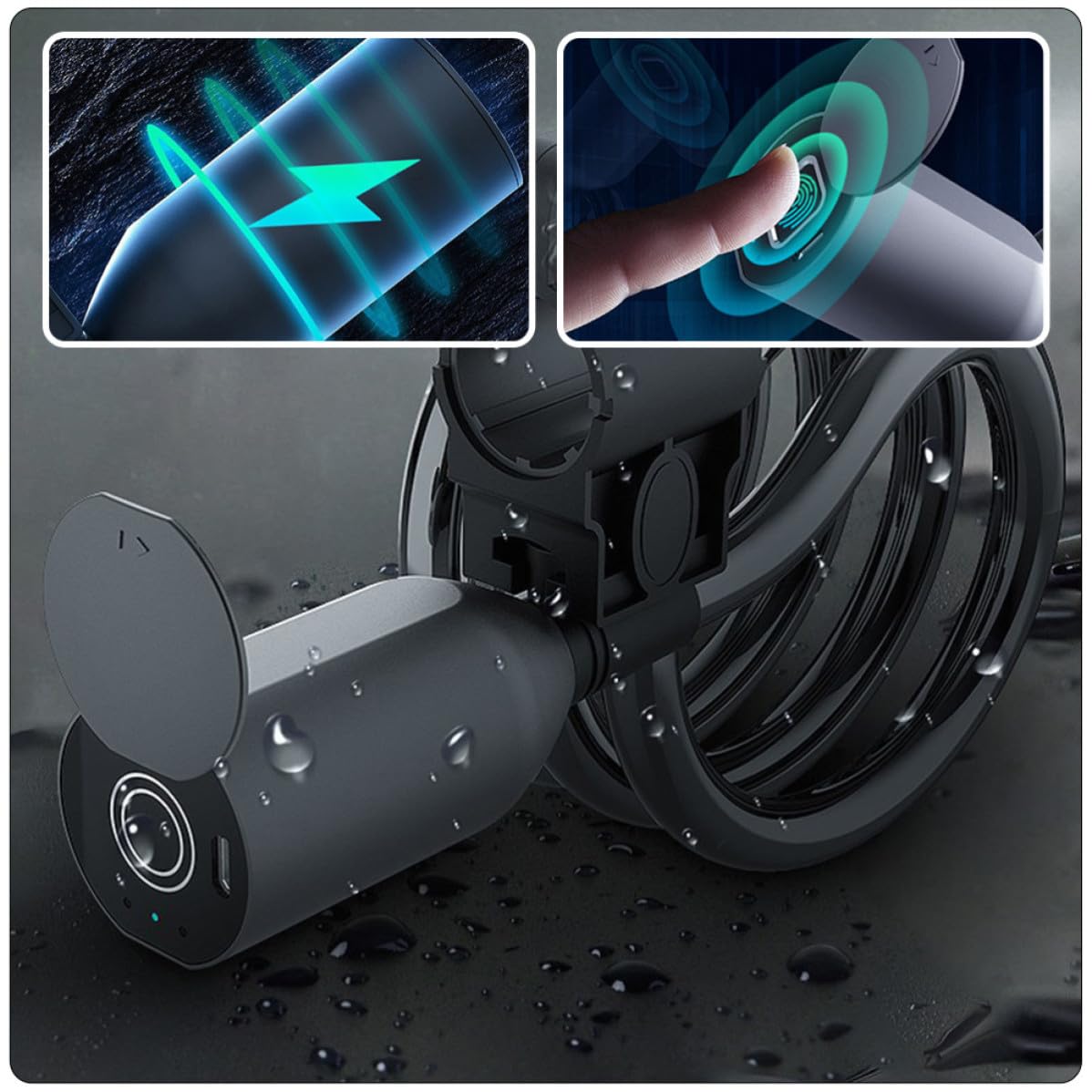 GLEAVI 1ensemble Antivol Vélo Empreinte Digitale sans Clé Câble Étanche Contrôle App Sécurisé pour Vélo Moto Scooter