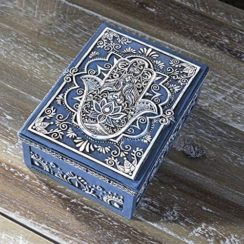 Pacific Giftware Hamsa Symbol Sculptural Jewelry Trinket Keepsake Tarot Box Fengshui Lucky Talisman Home Accent Decor 5.25" L image 4