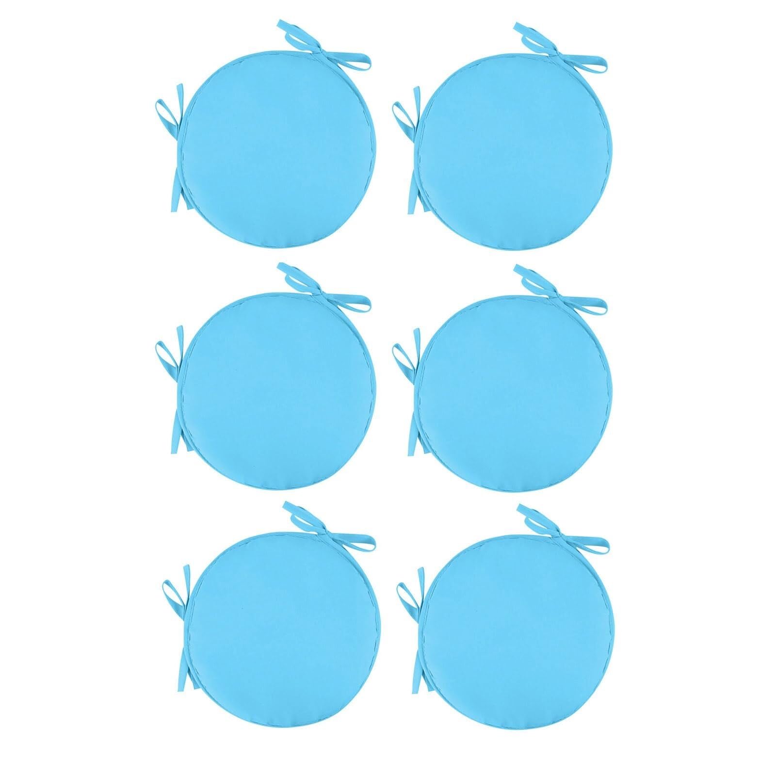 Coussins de chaise ronds et confortables bleu ciel pour embellir votre salon de jardin