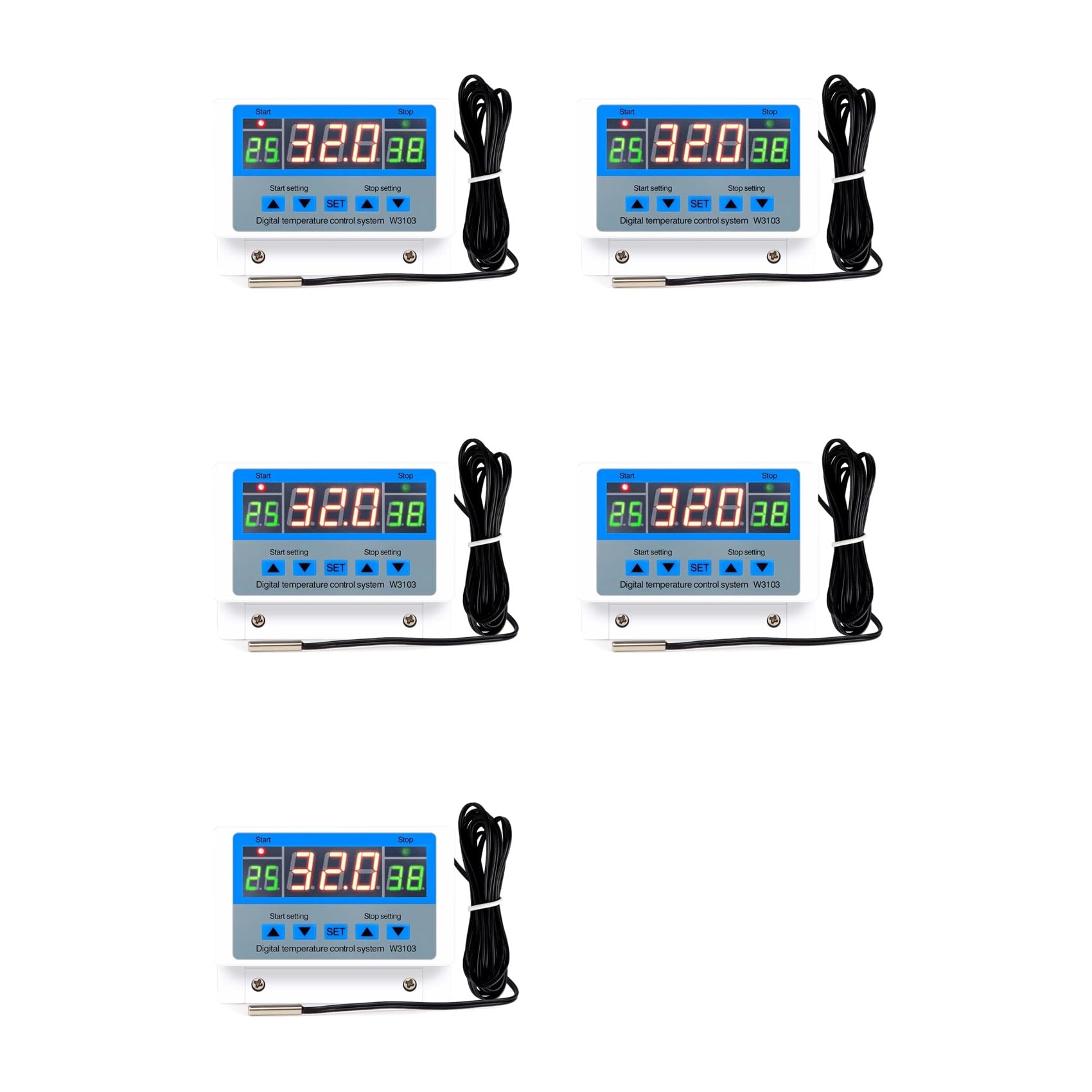 Jnchdghwa As Shown 5X Digital Temperature Controller 220V Max 5000W 30A -19 To 99℃ Temperature Controller Switch Xh-W3103