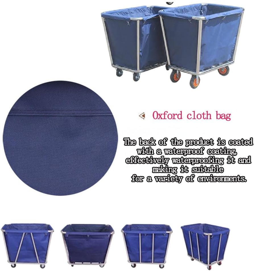 Commercial Laundry Cart Replacement Liner Bags, 400L Waterproof Removable Oxford Cloth Washable Liners for Rolling Basket Hamper (Brown)