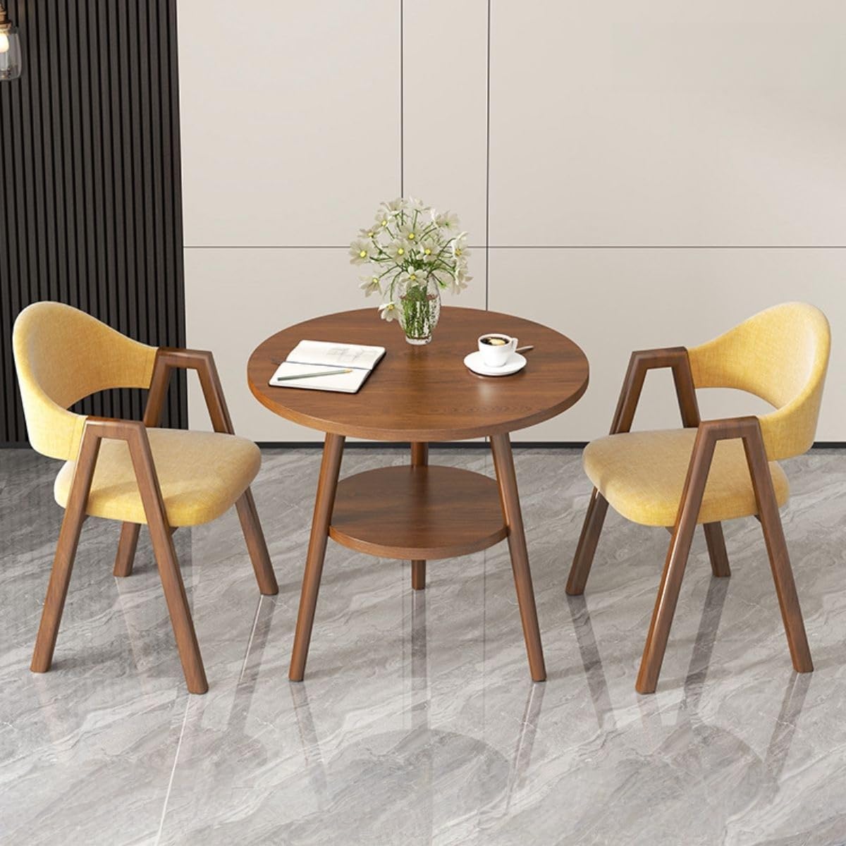 Office Reception Desk and Chair Set, Small Dining Table with Chairs, Business Coffee Leisure Table and Chair Set for Lounge, Living Room, Kitchen, Cafe, Small Spaces
