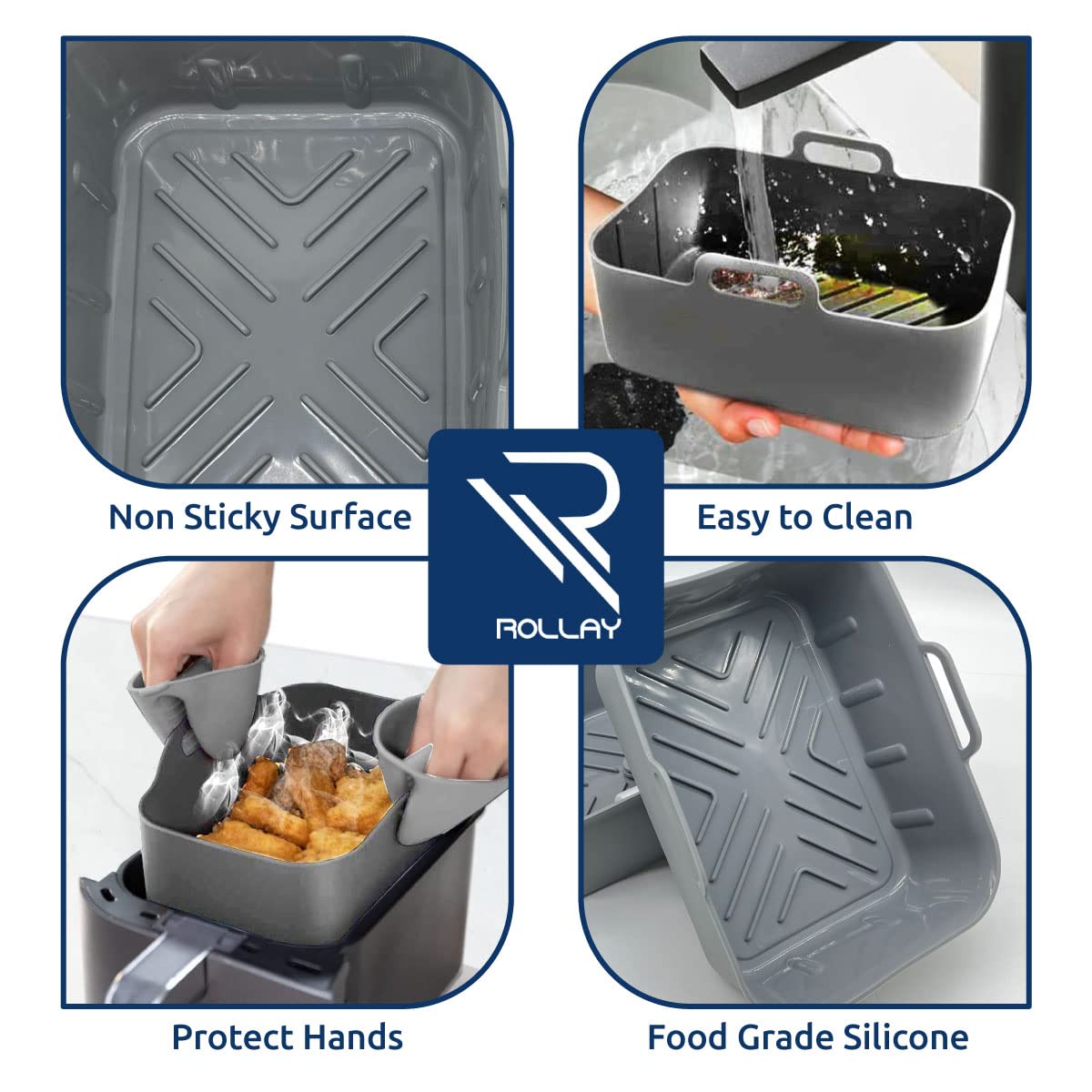 3 PZ FRIGGITRICE ad aria in silicone - fodere antistick friggitrice ad aria fodera quadrata aria