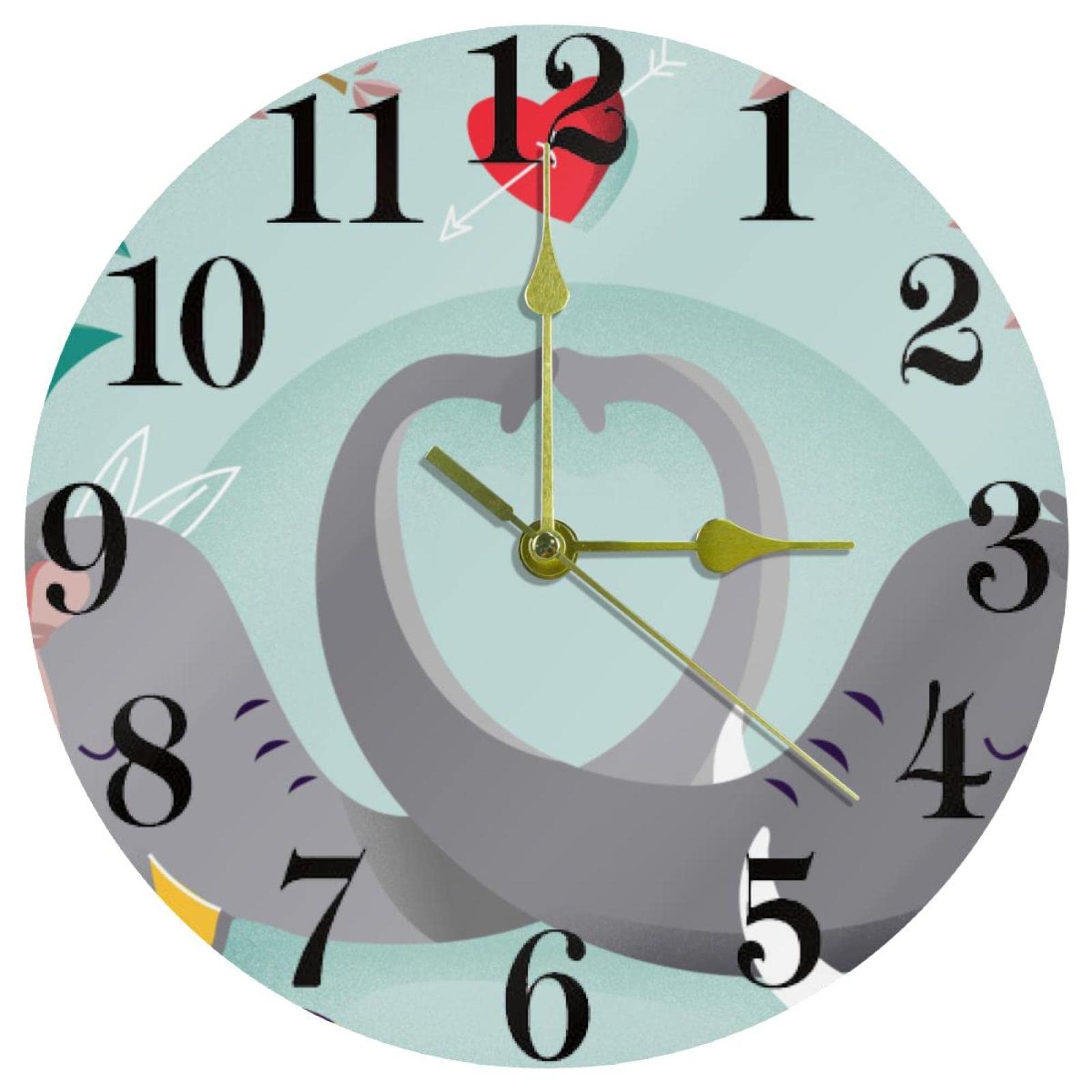 Horloge murale éléphant lisible pour apprendre l'heure aux enfants à l'école