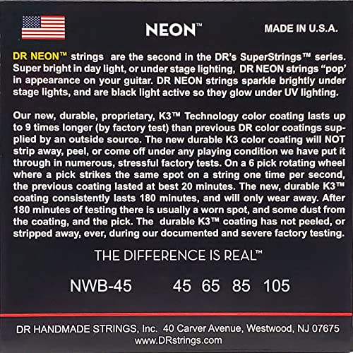 DR Strings NEON 45-105 Jeu de Cordes pour Guitare Basse Blanc - Les Beatles, Paul McCartney, John Lennon, RIngo Starr, George Harrison DR Strings NEON 45-105 Jeu de Cordes pour Guitare Basse Blanc – Image 4