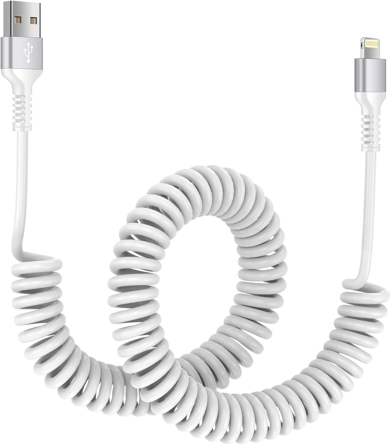 Coiled iPhone Car Charger Cable, [Apple MFi Certified],USB to Lightning Cable,iPhone Data Cord for Car Play,Retractable iPhone Charger Cable for iPhone 14/13/12/11/Pro Max/Pro/XR/XS/8,i Pad