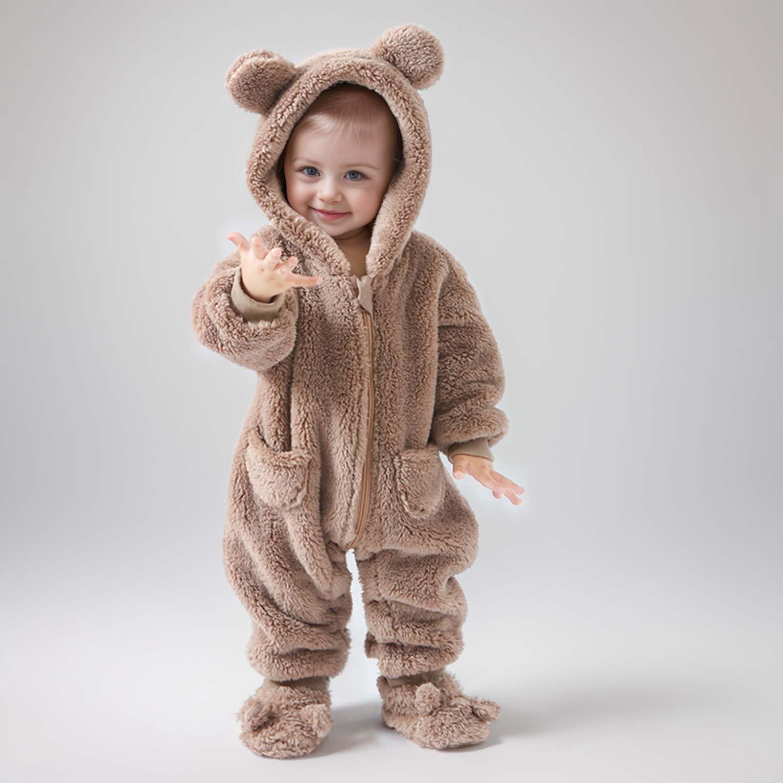 Bebés Mameluco Invierno Traje de nieve forro polar para bebé recién nacido Bebe con Capucha mono Chaqueta Pies Peleles otoño e