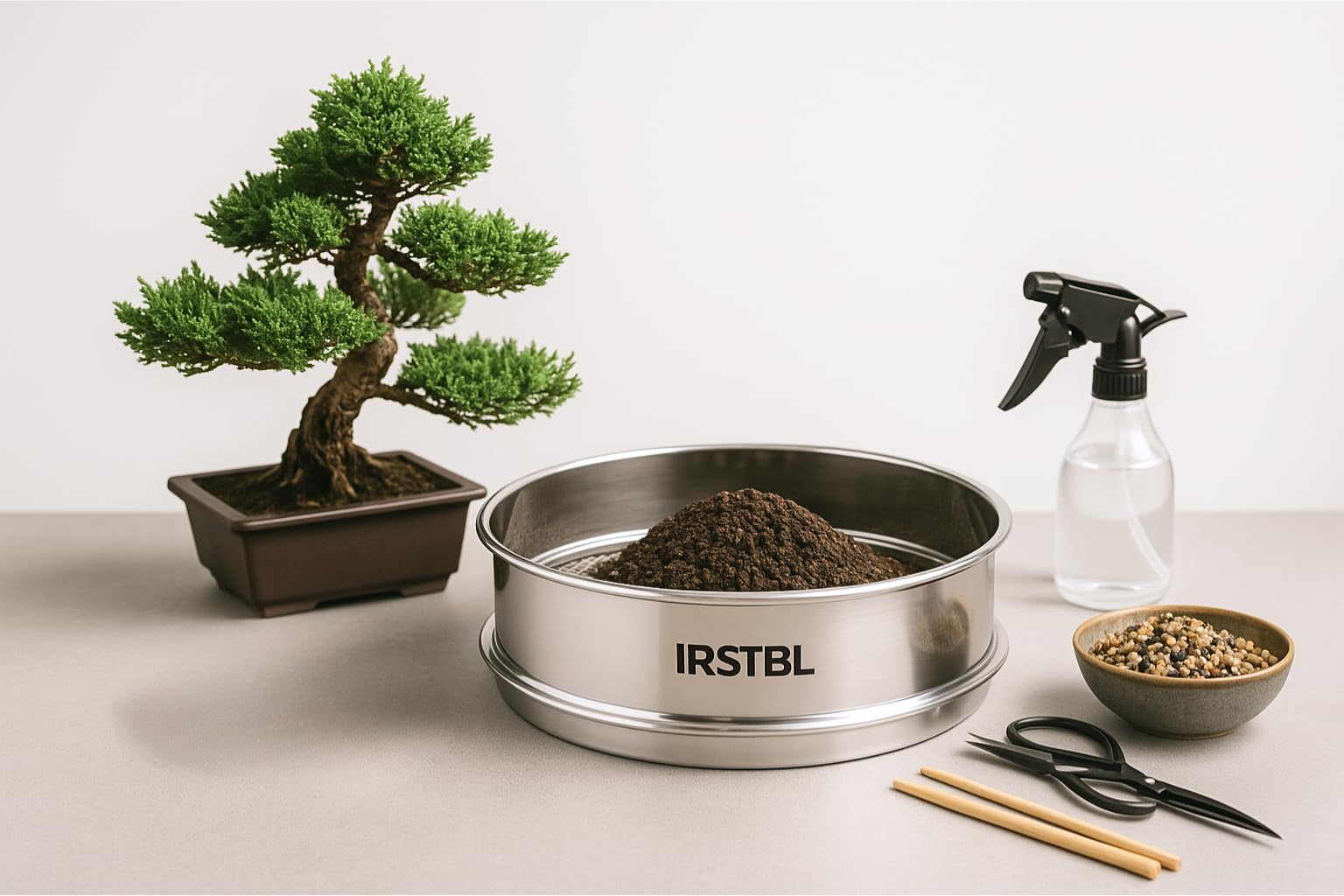 IRSTBL Setaccio da giardino in acciaio inox 304 resistente, con 4 reti intercambiabili (2 mm, 5 mm, 8 mm, 10 mm) per terreno, compost e bonsai, 30 cm