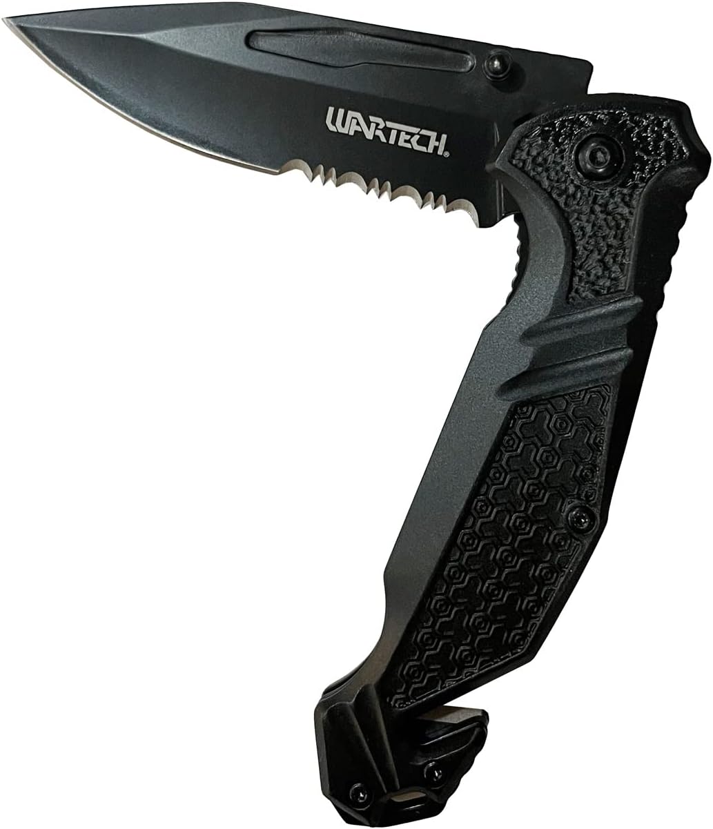 PWT371 8.25" Flip Open Tactical Survival Aluminum Handle Pocket Knife (PWT371BK)