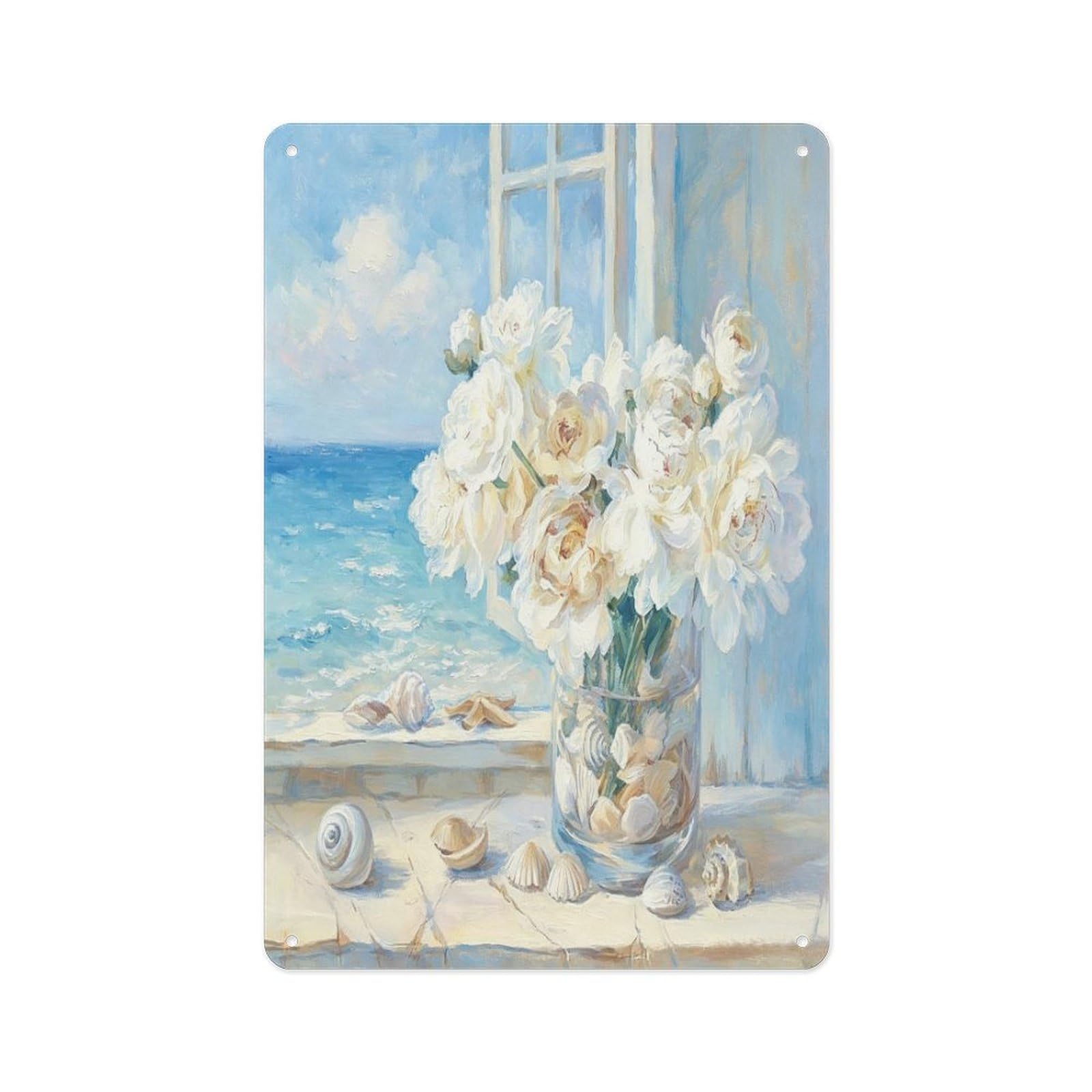 Fekiloot Style Coastal Scene Wall Decor Metal Signs Tin Signs Poster