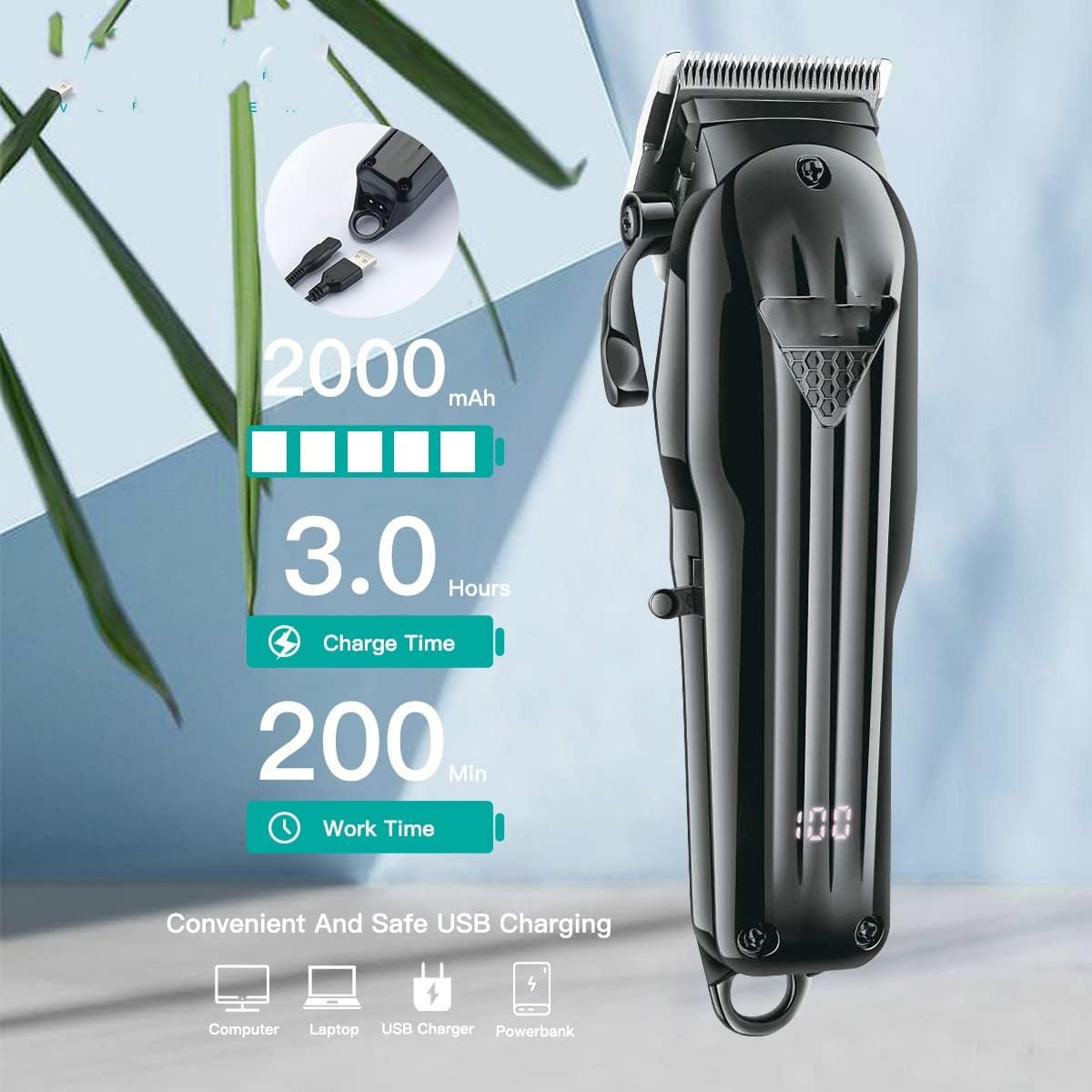 Hair Clippers,Beard Trimmer for Men, Hair Clipper Professional Hair Trimmer Electric Face Shaver Rechargeable Hair Cutting Machine 0mm Barber Trimmer Set for Men