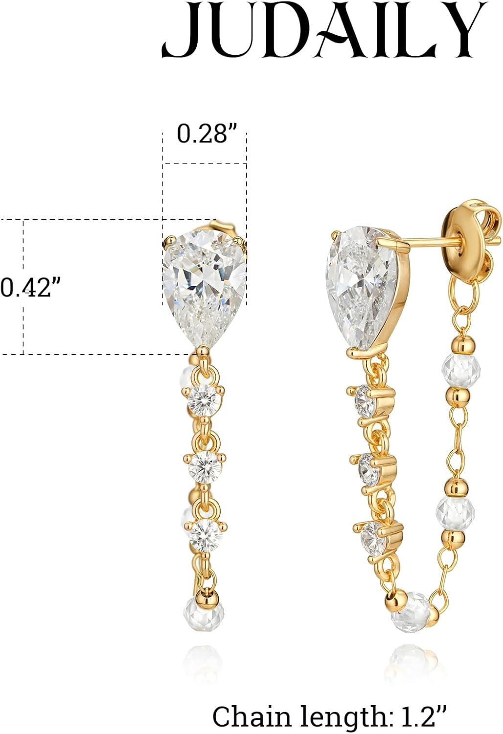 Gold Chain Earrings for Women Trendy 14K Gold Plated Dangle Drop Studs Earrings Set - Image 4