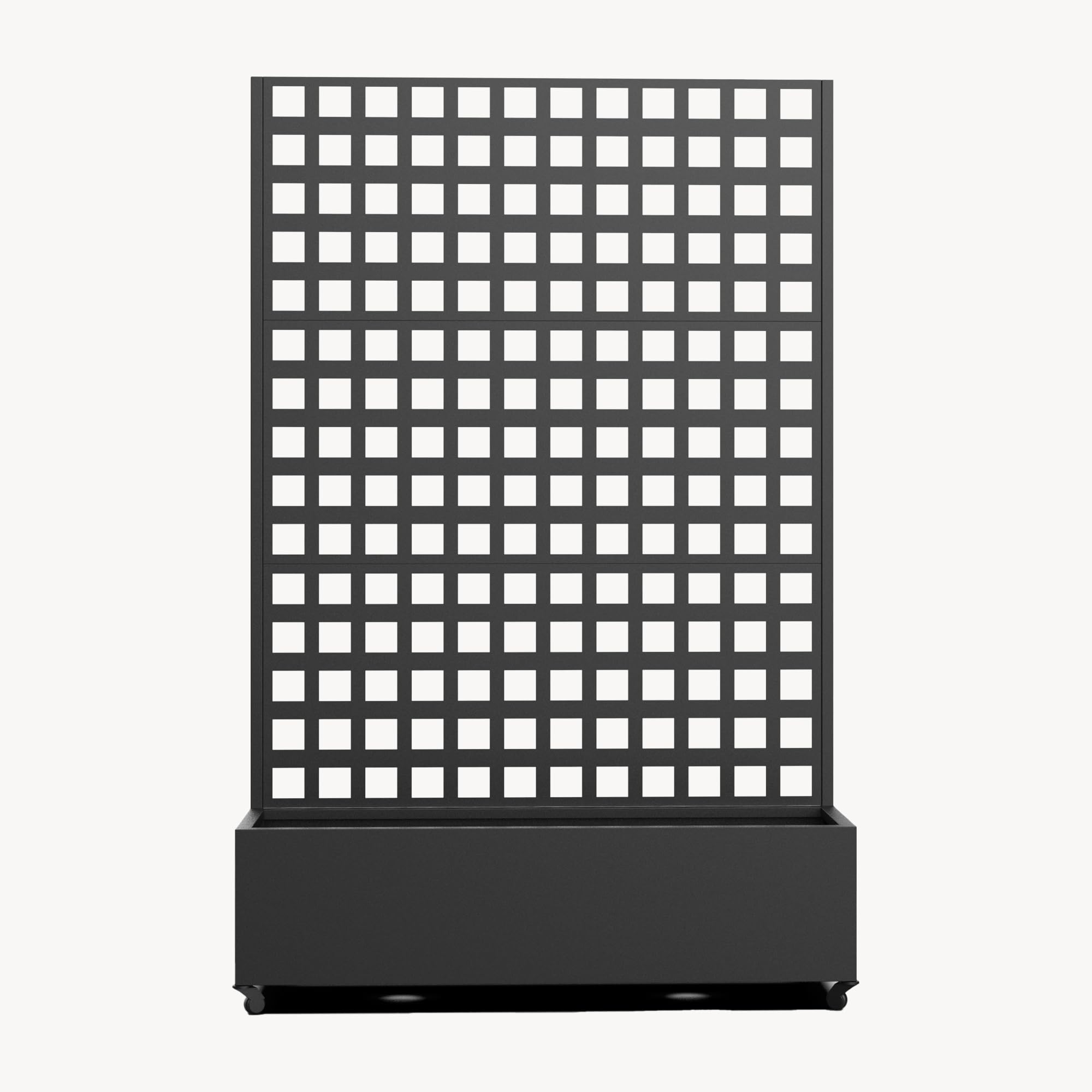 casa.pro Fioriera con Spalliera Portapiante Mobile con Pannello Grigliato Graticolato Parete Divisorio a 4 Rotelle da Interno e Esterno Separatore da Terrazza 190 x 82 x 38 cm Acciaio - Nero
