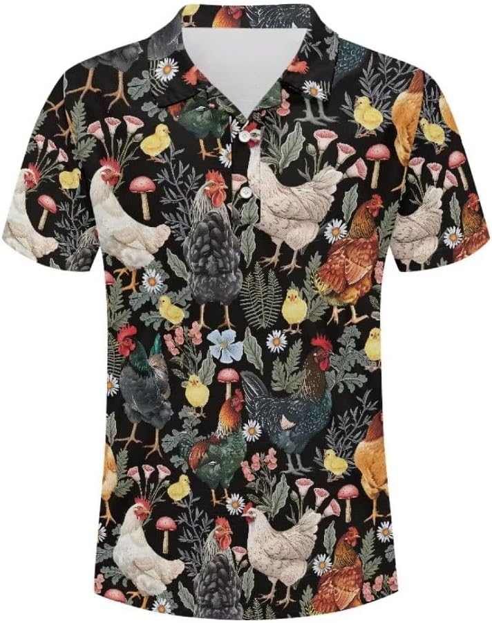 Pinupub Classic Golf Polo Shirts for Mens Regular Fit Short Sleeve Summer Hawaiian Polo Shirt