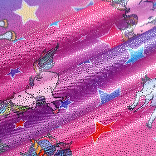 Image of HOZIY Gymnastics Leotards for Girls with Shorts Toddlers Biketards Rainbow Unicorn Dinosaur Mermaid Leopard Flower Galaxy