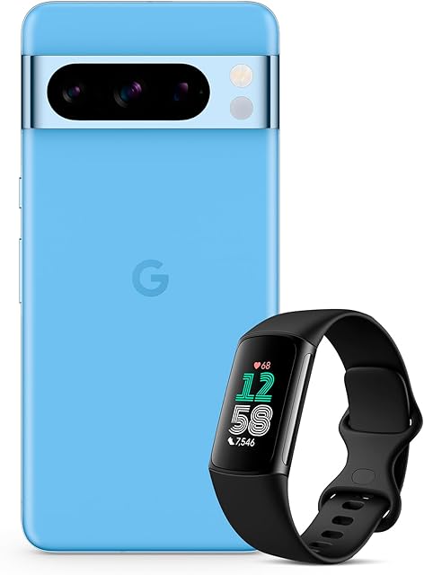 Google Pixel 8 Pro  Unlocked Android Smartphone with telephoto lens  Bay, 256GB + Fitbit Charge 6 Activity Tracker - Obsidian/Black Aluminium