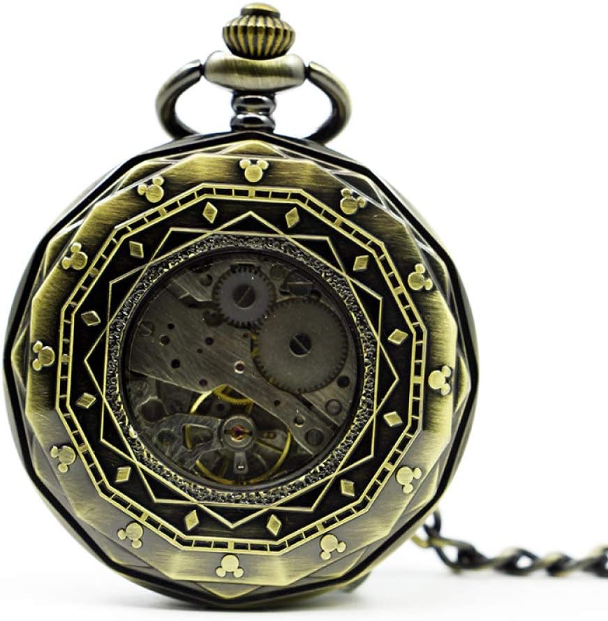 OIFMKC Pocket Watch Vintage Steampunk Mechanical Pocket Watch Clock Open Face Luxury Chain Stylish Men Woman Hand Winding Cool Pendant