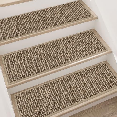 BEQHAUSE Stair Treads for Wooden Steps 28inX9in, Carpet Stair Treads Non Slip Indoor, Machine Washable Stair Runners for Kids Elders and Pets, Carpet