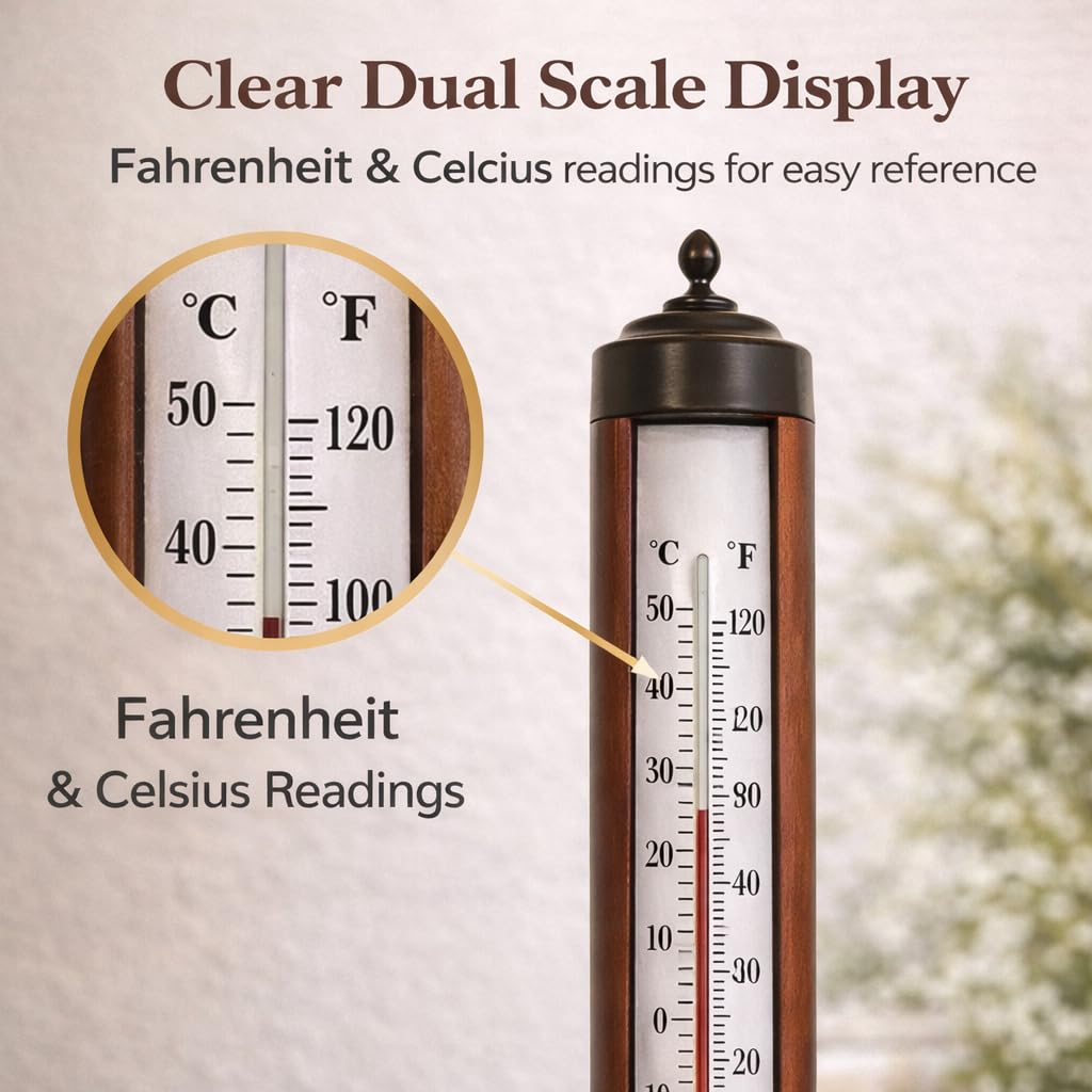 Bjerg Instruments Indoor Thermometer for Home – Room Temperature Monitor with Analog °F/°C Display, Vintage Desktop Temperature Gauge for House or Office