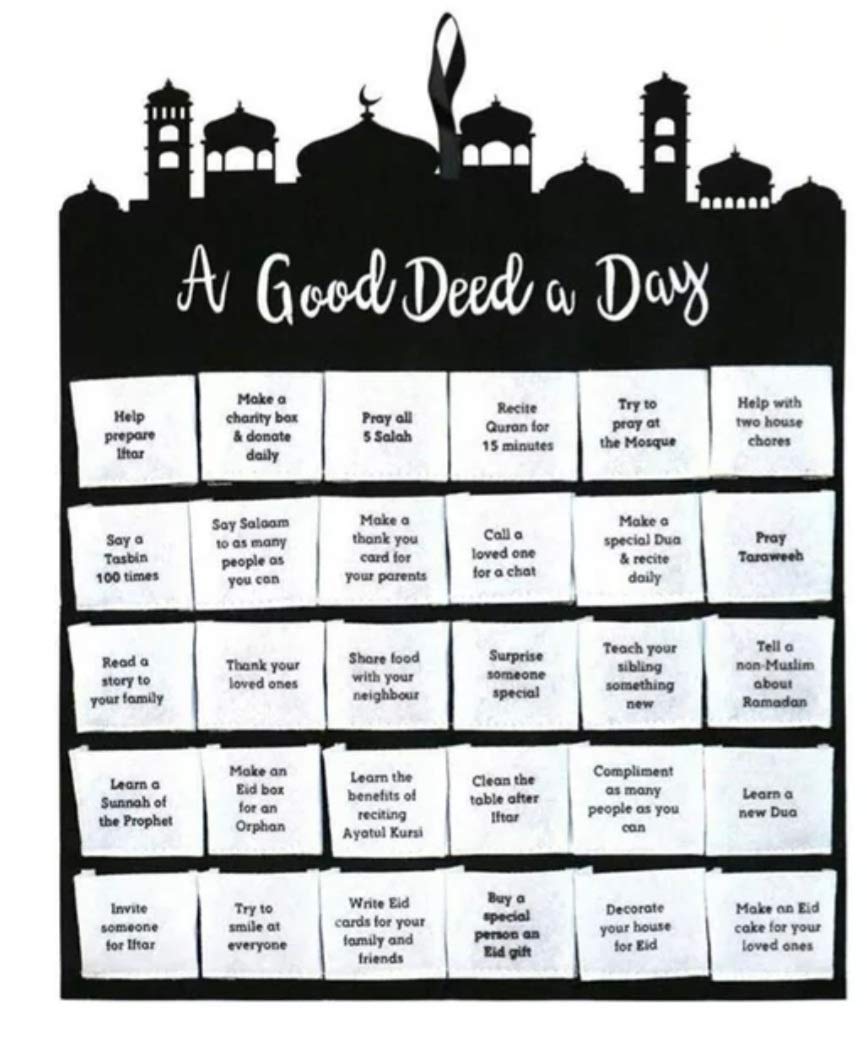 Ramadan Good Deeds Board, Kids Educational Board, Eid Countdown , Wall Hanging Ramadan Board for Kids Muslim Party Home DIY Decoration