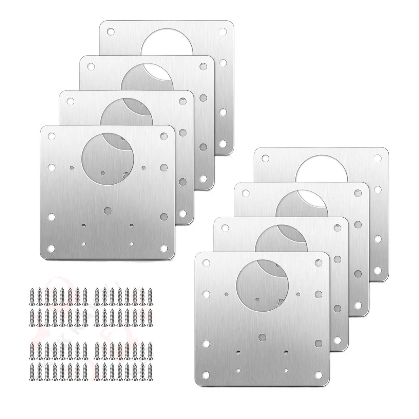 Plaques de réparation de charnière en acier brossé Lot de 8 avec vis