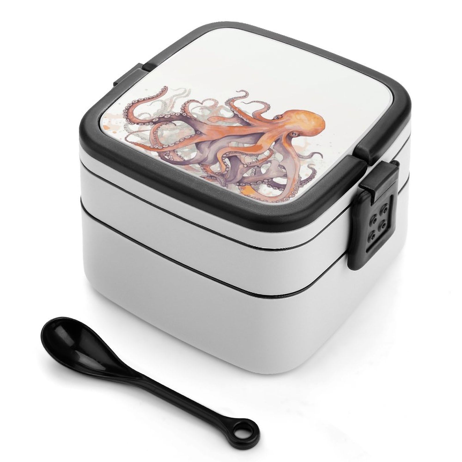 VstaDank Octopus Tentacles Bento Box Portable Adult Lunch Box with 2 Layer&Spoon Reusable Insulated Lunchbox Large Food Containers Leak Proof Lunch Containers for Work Camping Meal Prep