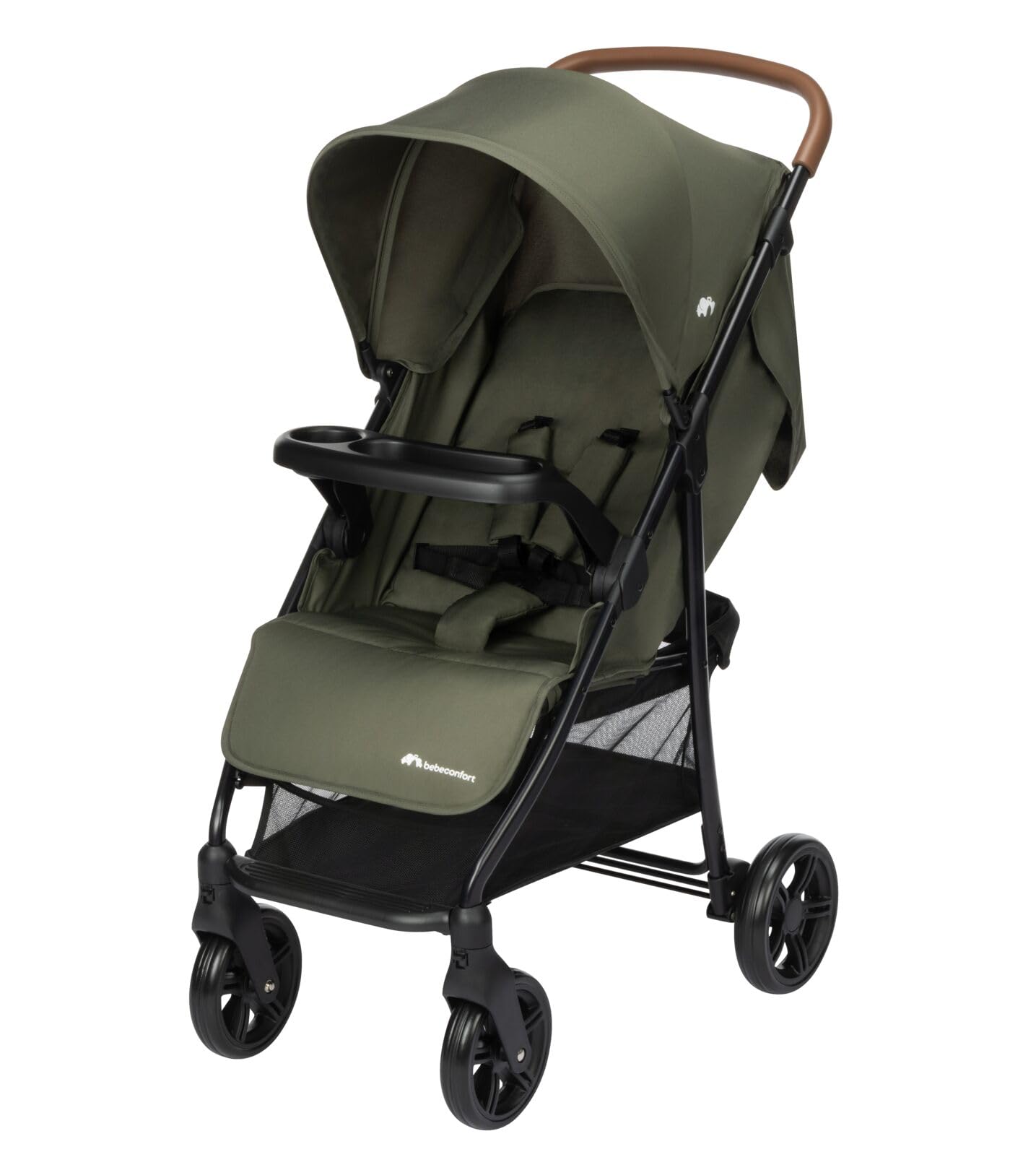 Bebeconfort Misty, Silla de Paseo Compacta, Cesta de hasta 8 kg, Bandeja para seguridad y juego, Confort con posición alargada, 0-4 años(máx. 22kg), Plegable y Reclinable, Mineral Green