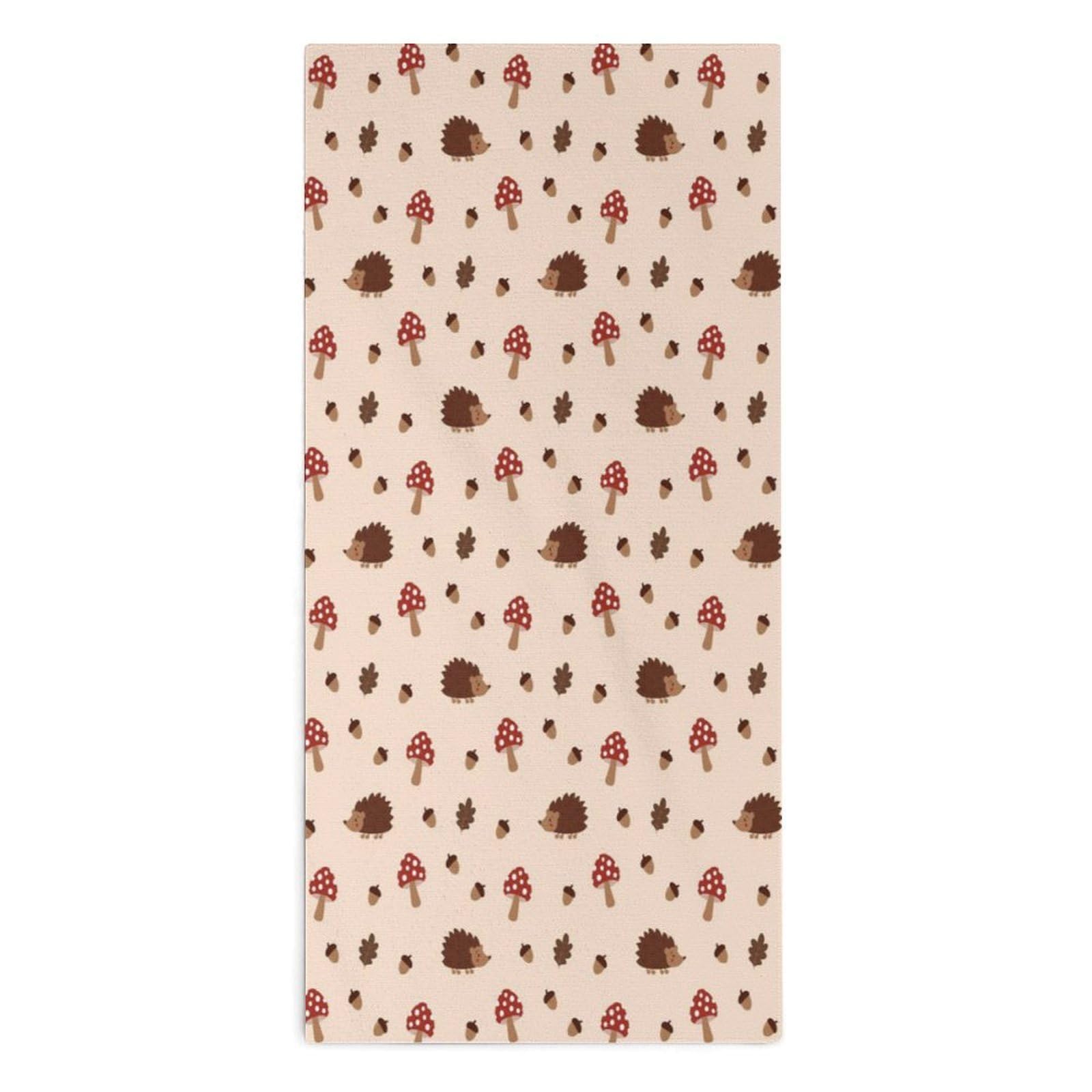 TXFBTRFSA Hedgehog And Mushroom Nut Hand Towels for Adult Face Towel Bath Beach Swim Accessories