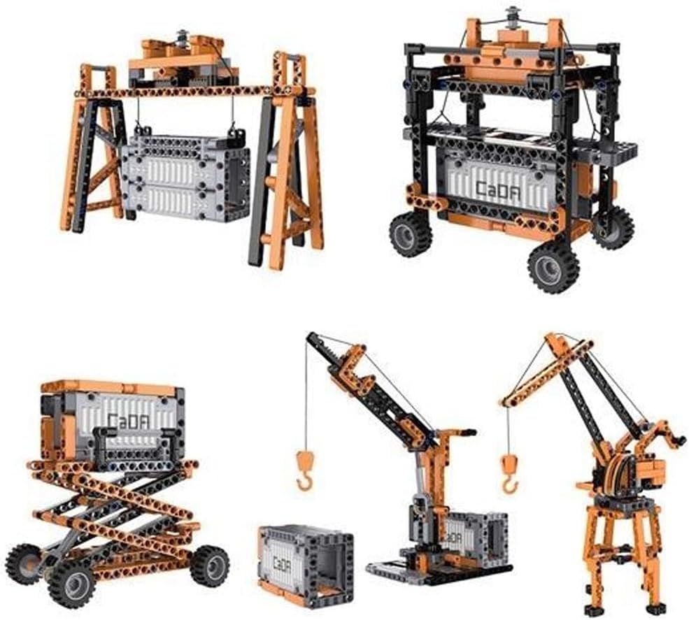 Various CaDA 10-in-1 Port Kit models including a gantry crane, container handler, and smaller cranes.