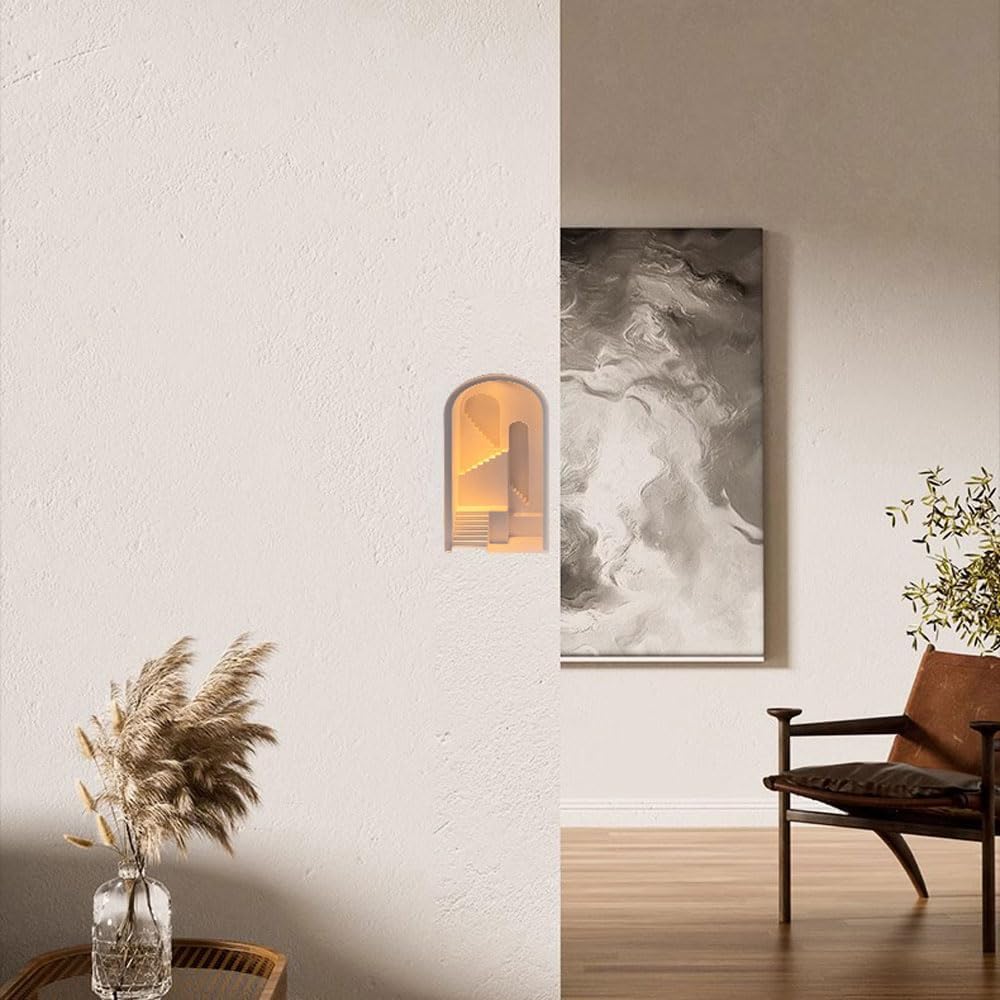 Kinkiet ścienny LED do zabudowy z czujnikiem ludzkiego ciała, wbudowana lampa tynkowa do oświetlenia narożników korytarza schodów, ciepła biel, oryginalny design