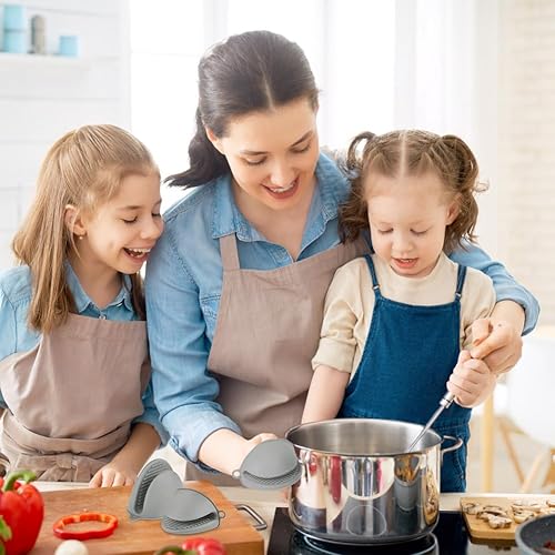 Miniatura 5 de AUAUY 2 mini guantes de horno de silicona, guantes de horno resistentes al calor de 446 446.0 F, manoplas de cocina pequeños para horno de barbacoa,