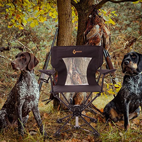 Arrowhead Outdoor 360° Degree Swivel Hunting Chair W/Armrests, Perfect For Blinds, No Sink Feet, Supports Up To 450Lbs, Carrying Case, Steel Frame, Fishing, High-Grade 600D Canvas, Usa-Based Support, #TOP5