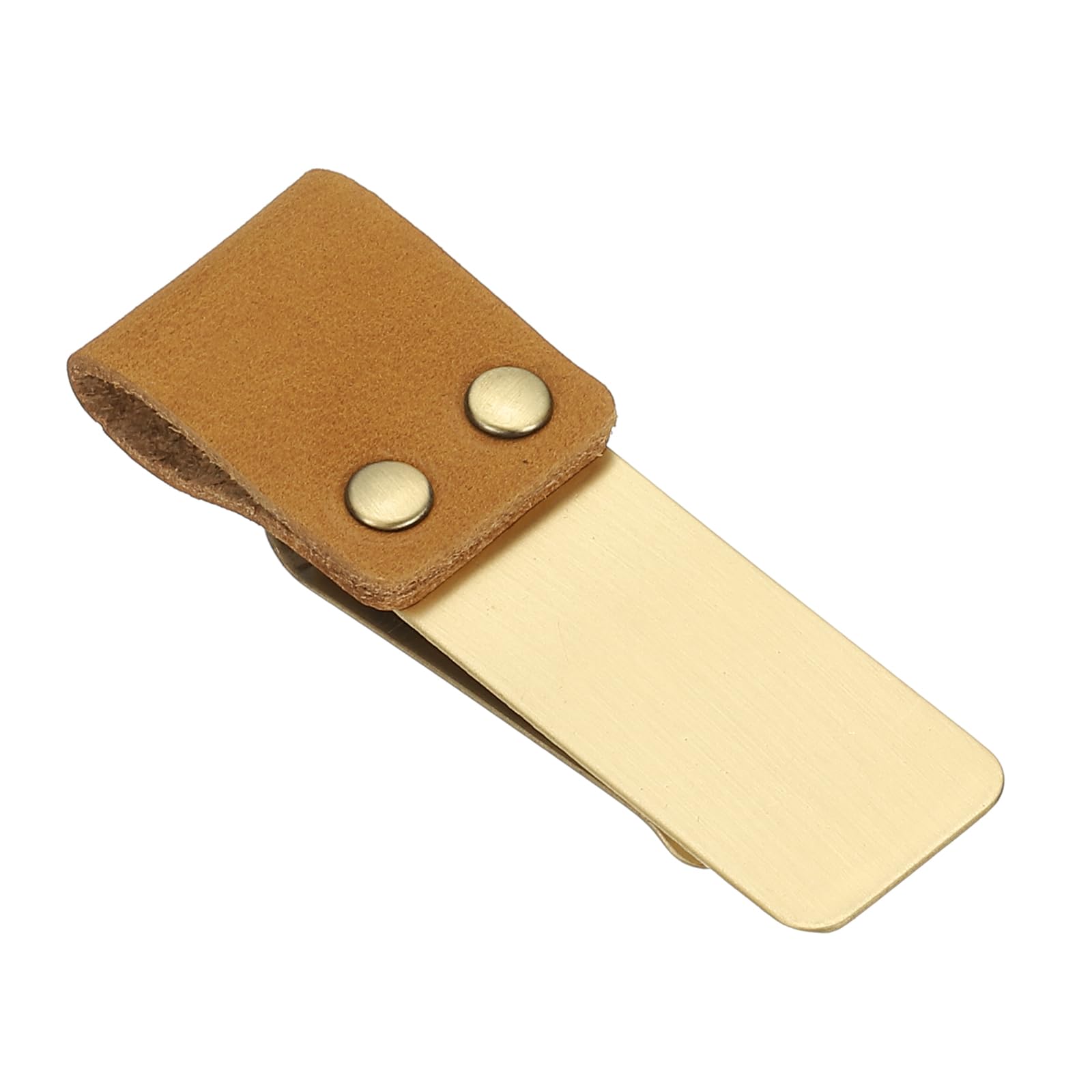 PATIKIL Pen Loop for Notebook, Brass Book Clip with Leather Pen Holder for Notebooks Journals Planner, Camel