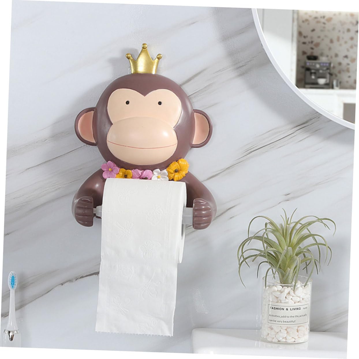 Balacoo Cartoon Tissue Rack Roll Paper Stand Brown Wall Mounted Toilet Paper Holder Creative Bathroom Decor Compact Friendly