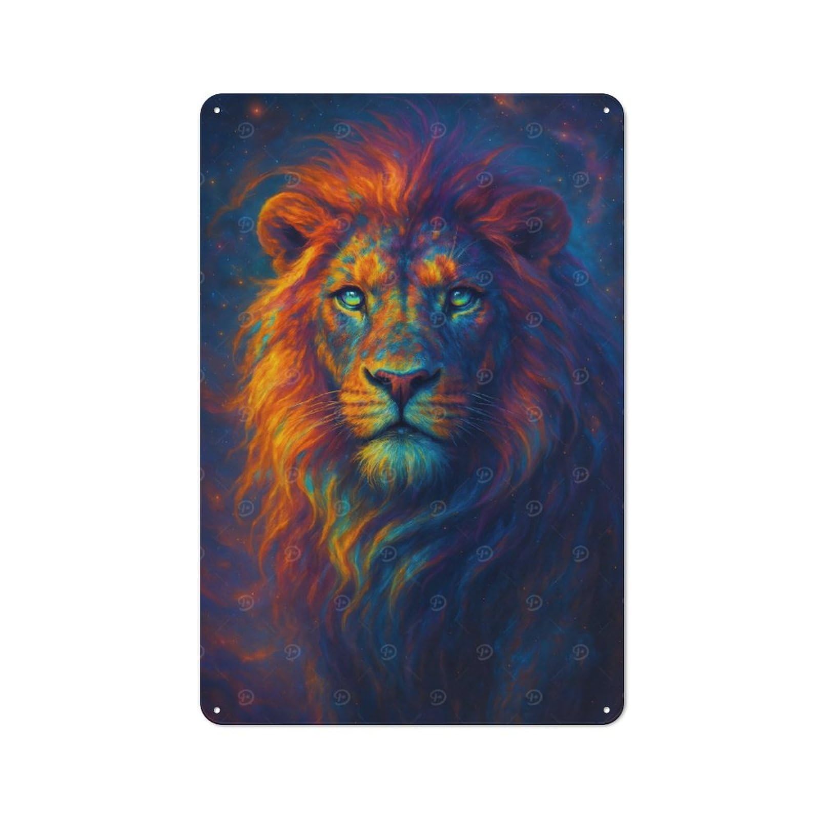 Everyday Vintage Metal Sign 30x20cm Featuring Colorful Lion Portrait, Room Wall Plaque for Home, Shop, Pub Or Studio Wall