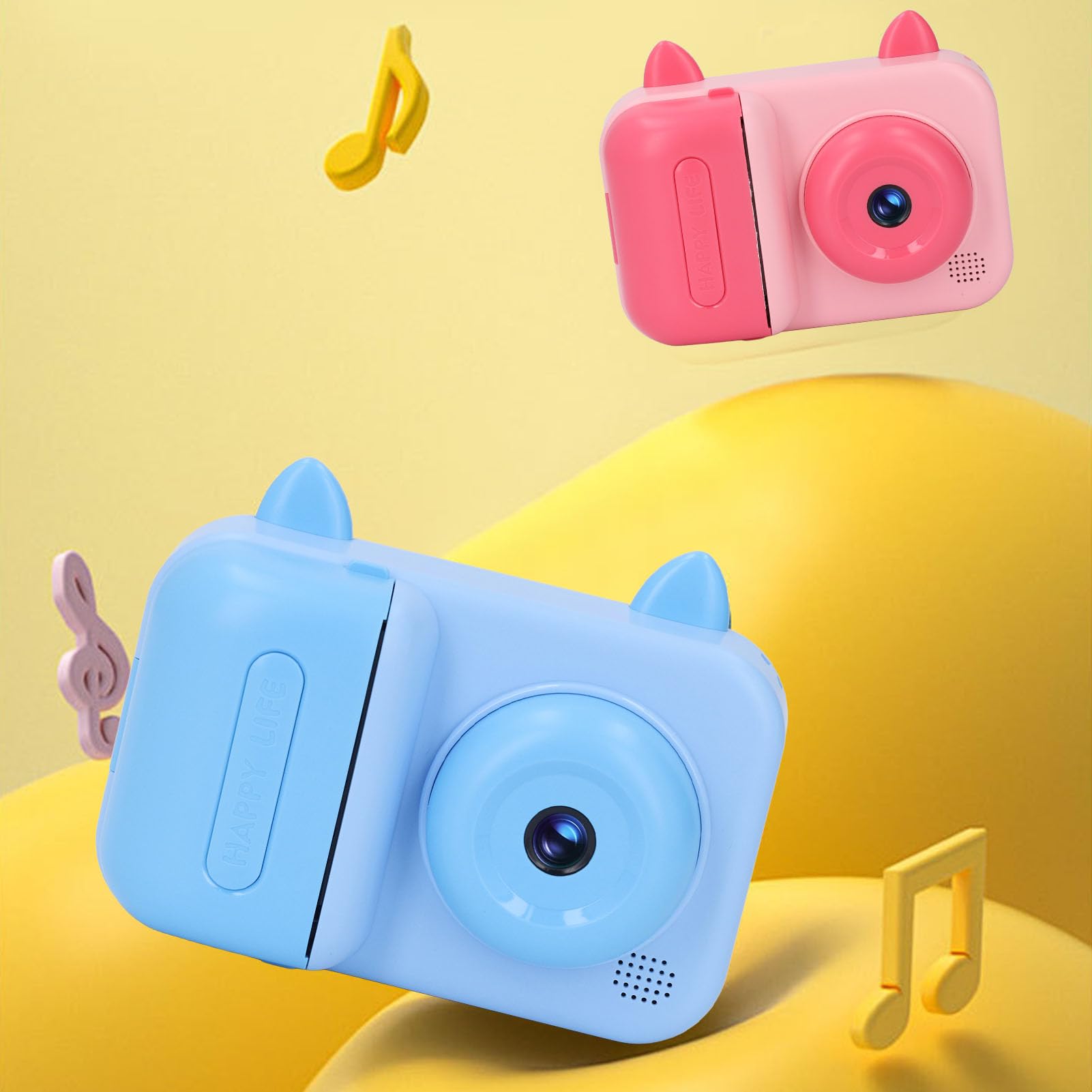 Kamera termiczna z funkcją rozpoznawania twarzy AI, zdjęcie 24 MP i wideo 1080p, wbudowane gry i muzyka, obsługa kart 32 GB na prezenty urodzinowe i rozrywkę (niebieska)
